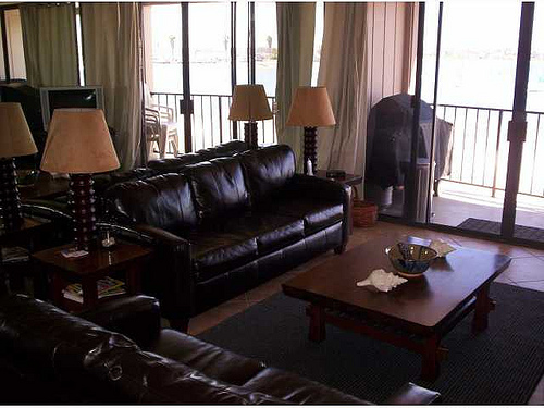 living room with bay view