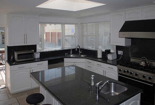 kitchen showing island