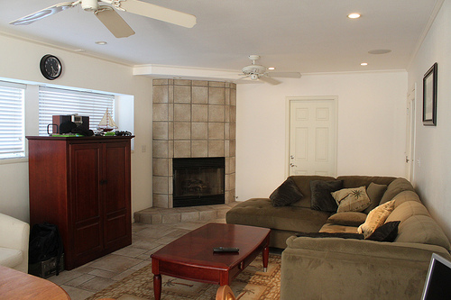 living room showing fireplace