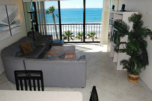 living room with ocean view