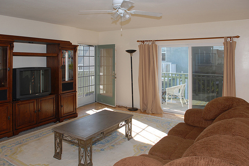 living room with view of balcony