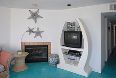 living room with fireplace