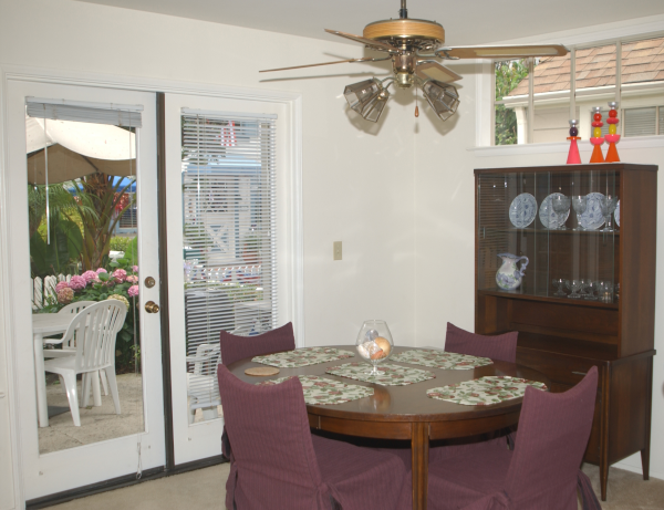 dining area with patio view