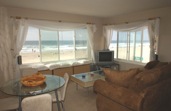 living room with ocean view