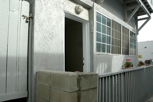 front door from outside parking