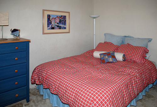 Red and White Bedroom